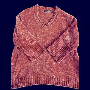 Zara chenille / velour Women’s S V- neck oversized sweater